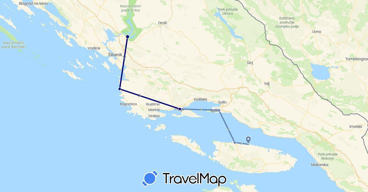 TravelMap itinerary: driving, cycling in Croatia (Europe)